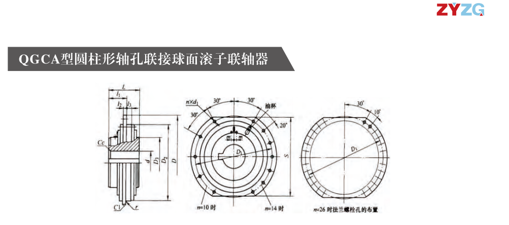 QGCA型圆柱形(xing)轴孔(kong)联接球面滚(gun)子联(lian)轴器